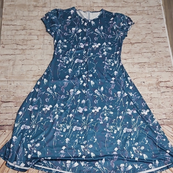 Shein Maxie Dress Green‎ Floral XXL - Picture 1 of 5